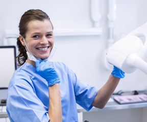 Dental hygienist smiles