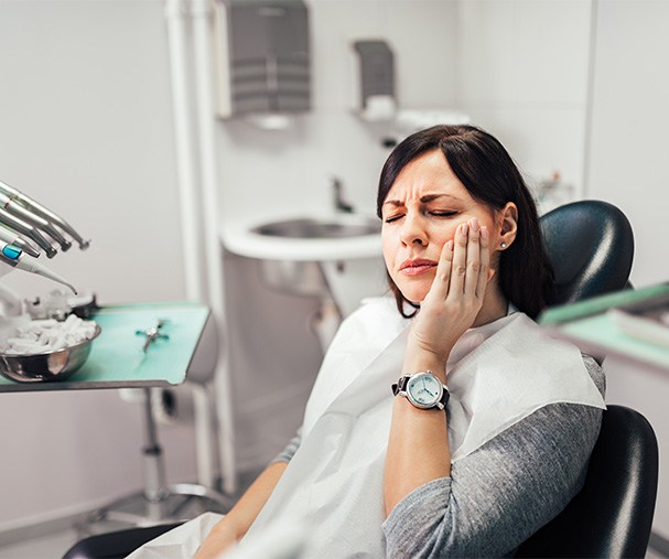 Woman with a toothache